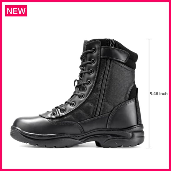 Men\'s Leather Military Tactical Work Boots with Side Zipper Combat main image 4